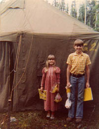 An Alaskan family living in a Tent in Tok, Alaska.