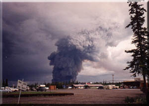 Alaska history in the making-forest fire- seen from the Tok information center.